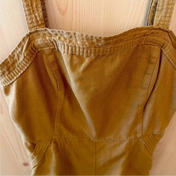 Old Navy M Mustard Jumper Wide Strap Deep Pockets Boho Utility Back Smocking - Picture 9 of 16